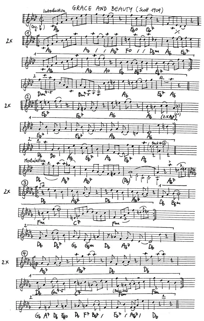 grace and beauty free jazz leadsheet - Courtesy of the Jungle Jazz Band